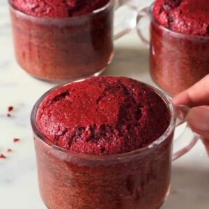 WHOLEWHEAT RED VELVET CAKE IN MUGS